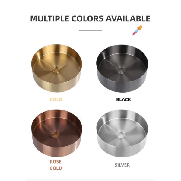 Hotel Multiple Colors SUS304 Above Counter Wash Basin 400mm Countertop Basin