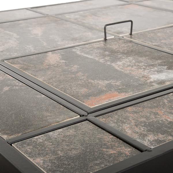 Wood Burning Barrel Outdoor Gas Firepit Garden 30'' Marble Tile Brazier