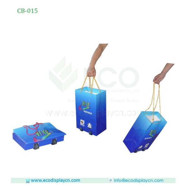 Folding Promotional Products Catalogue Cardboard Trolley Bags For Exhibition