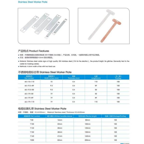 15mm Stainless Steel Marker Plate , SS Cable Tag Plate