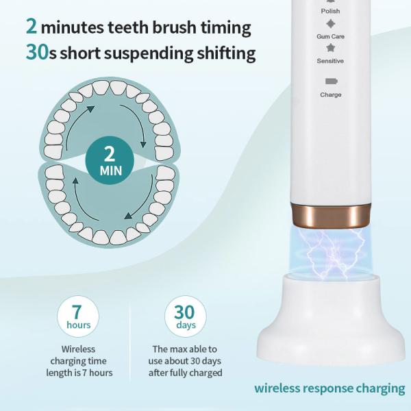 Portable Intelligent Smart Electric Toothbrush Anti Sliding IPX8 Waterproof