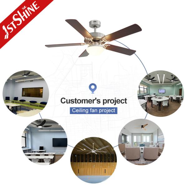 Smart Decorative Ceiling Fan With Light 2*E27 Brushed Nickel MDF Blade Remote Control