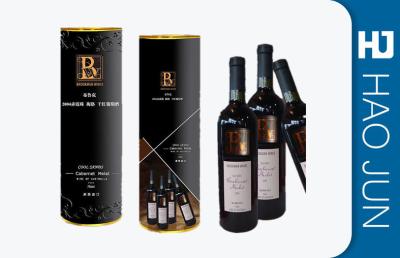 Personalized Wine Tube Gift Box / Black Wine Cardboard Boxes With Lids