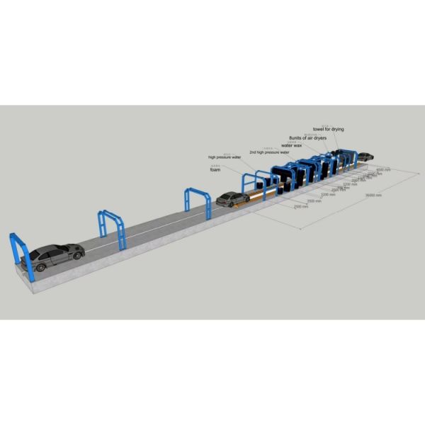 Kolon Low Maintenance Double belt Conveyor Car Wash Equipment 36M 16brushes