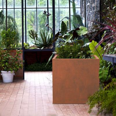 Confecção personalizada de vasilha de flores jardim ornamentos metálicos corten aço paisagem vasilhas de plantação