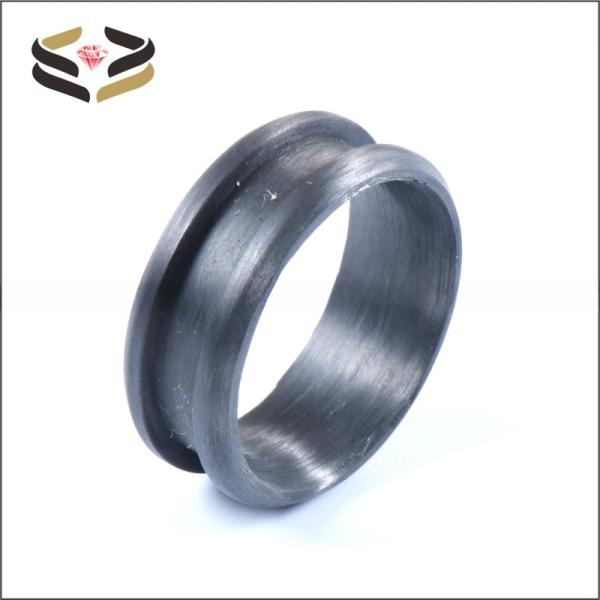 Anillo en blanco de fibra de carbono para boda con engaste invisible de 8 mm para incrustaciones