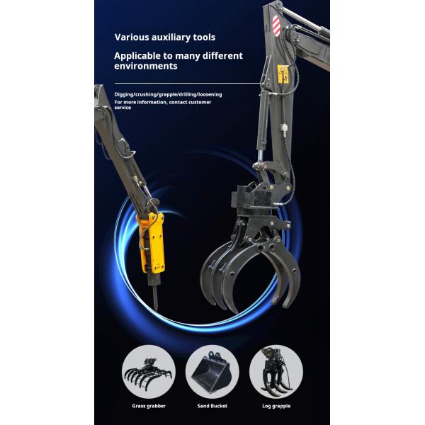 Peso de trabalho 8000KG Excavadora de rodas Trabalhos de pavimentação Trituração 0,3m3 Capacidade