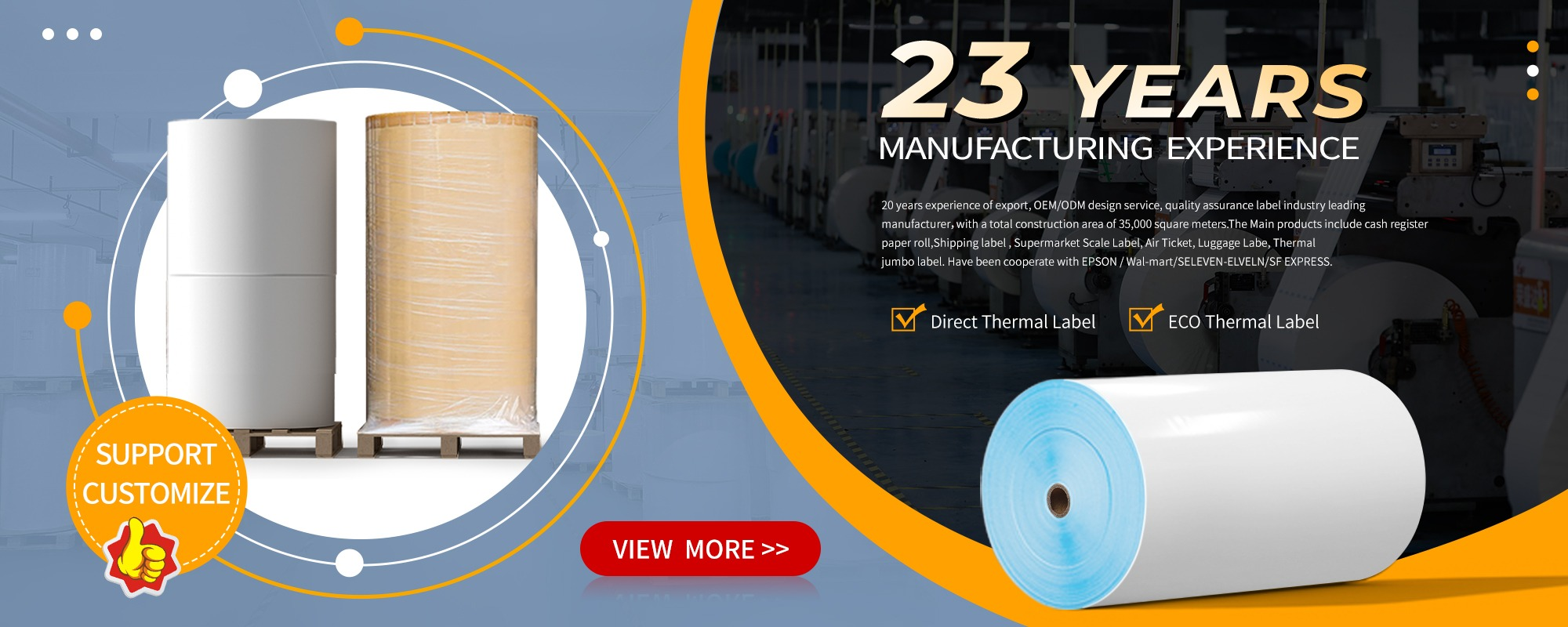 Pressure Sensitive Glassine Thermal Label Roll / Fanfold White / Yellow / Blue