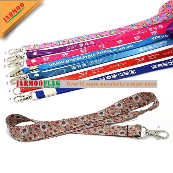 Custom Printed Polyester Lanyard with Metal Hook Attachment for ID Card Holder Neck Strap