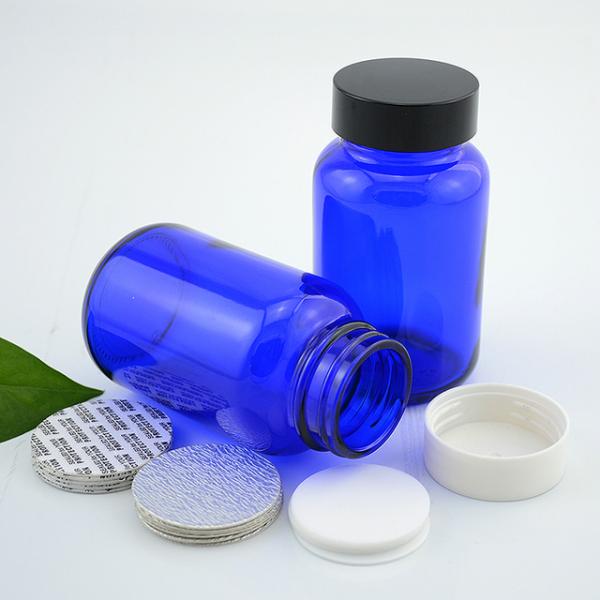 120ml 4oz Blue Plastic Pill Bottles , Wide Mouth Pharmacy Pill Bottles