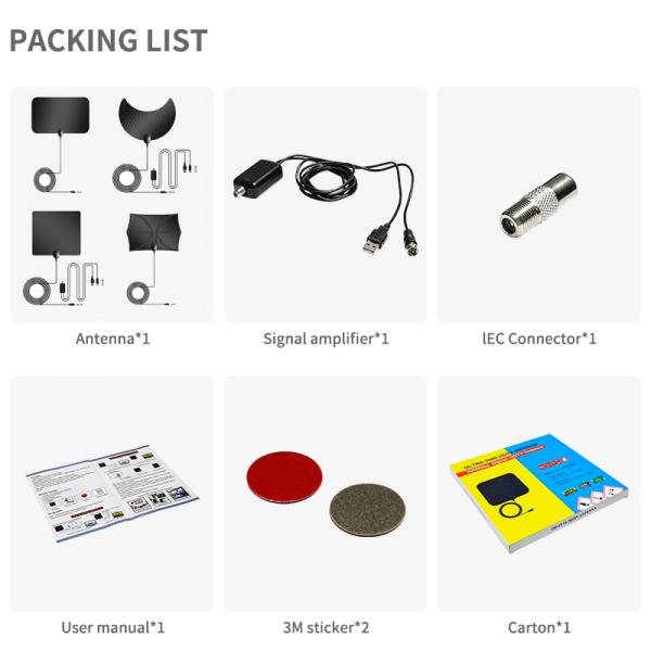 Внутренний HDTV Бесплатный просмотр Активная Малайзия Роторный корабль Спутниковая цифровая телевизионная антенна с усилителем