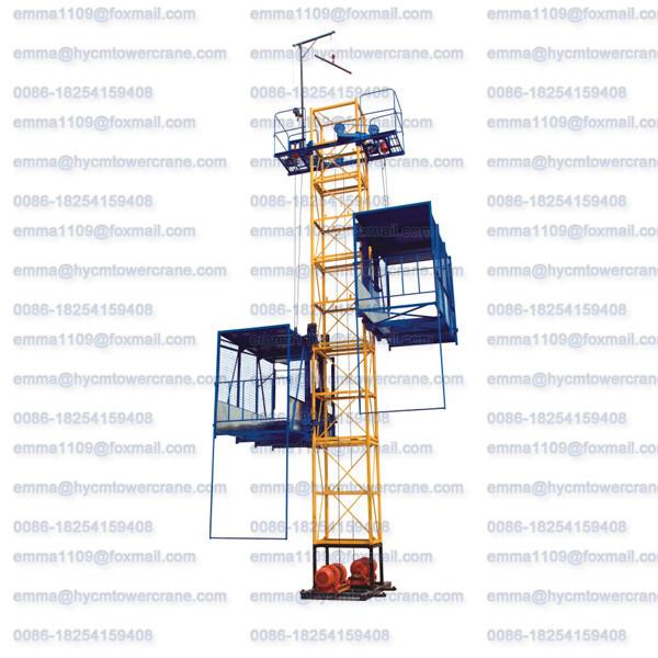 Mini material elevador de elevação 2 toneladas Capacidade de carga SS100/100 Double Cage
