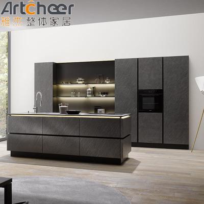 Armário de cozinha de acabamento de melamina de pequeno design moderno e acessível para o mercado europeu