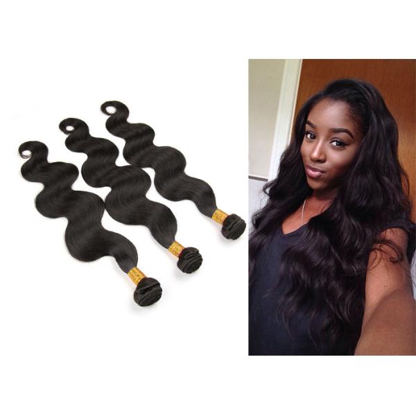 6A Grade Black Virgin Human Hair Extensions Natural Wave Full Head Bundles