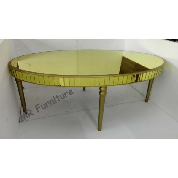 Oval Glass Top Tables For Kitchen , Deluxe Glass Dining Table With Wooden Legs