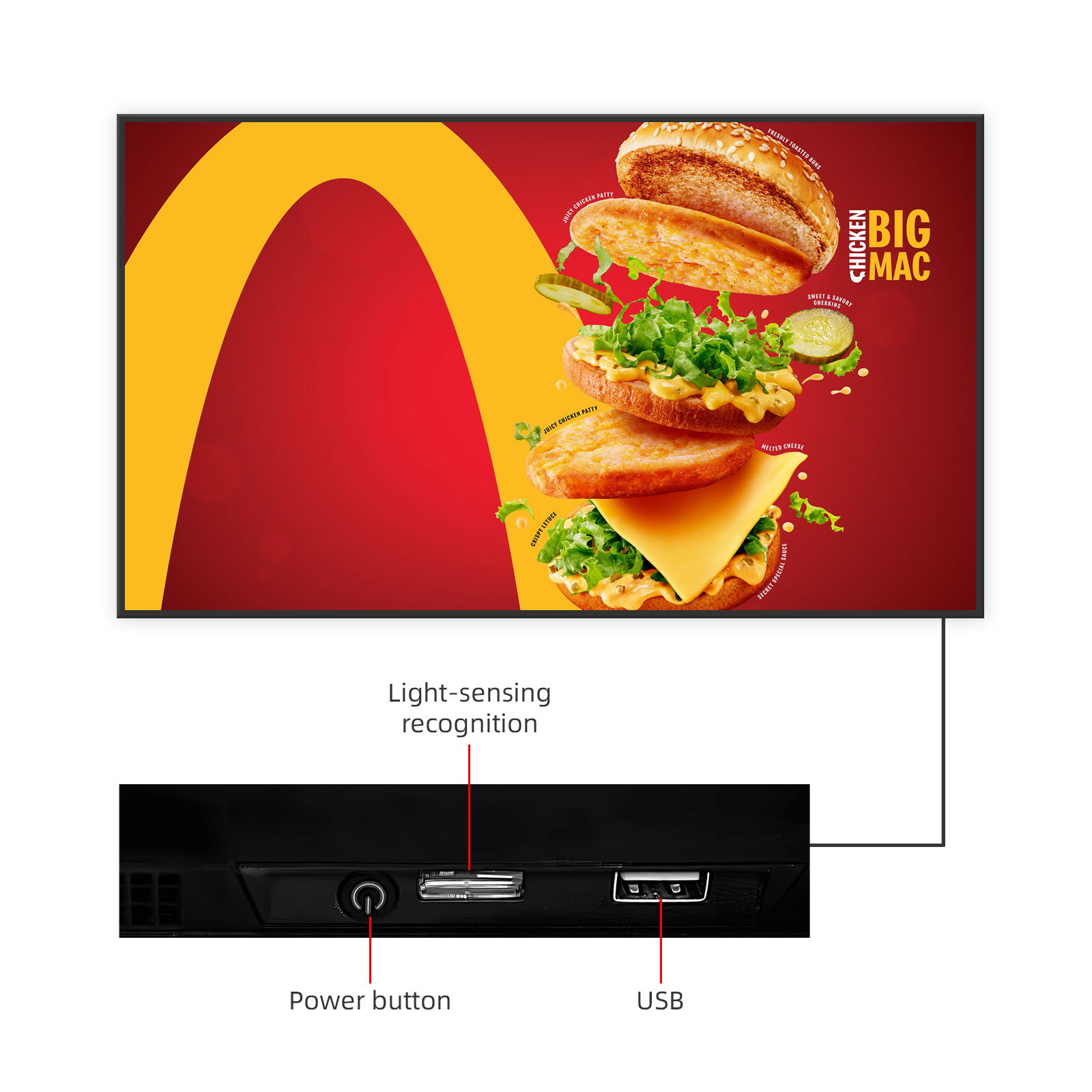 500CD/M2 Brightness Elevator Wayfinding Ceiling-Mounted LCD Digital Signage