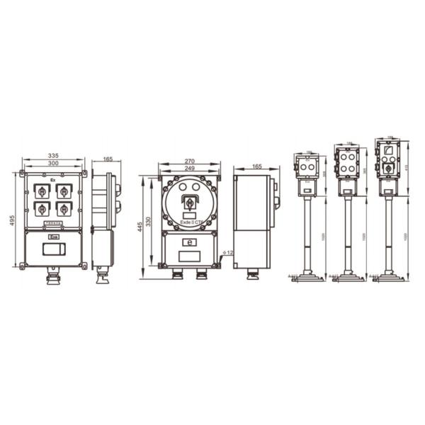 Exproof Panel de la estación de control a prueba de llamas Caja Ex e todo el plástico ((GRP) personalizable IP66 220v 380V 10A