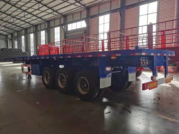 3 Axles Flat Truck Semi Trailers 80 Tons Flatbed Trailer Container