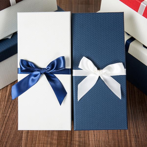 Заказ на заказ Пустой картонный свадебный подарочный ящик с галстуком и лентой