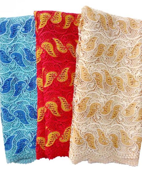 F50279 51"-52" customizable gold african lace fabrics switzerland guipure latest 2015