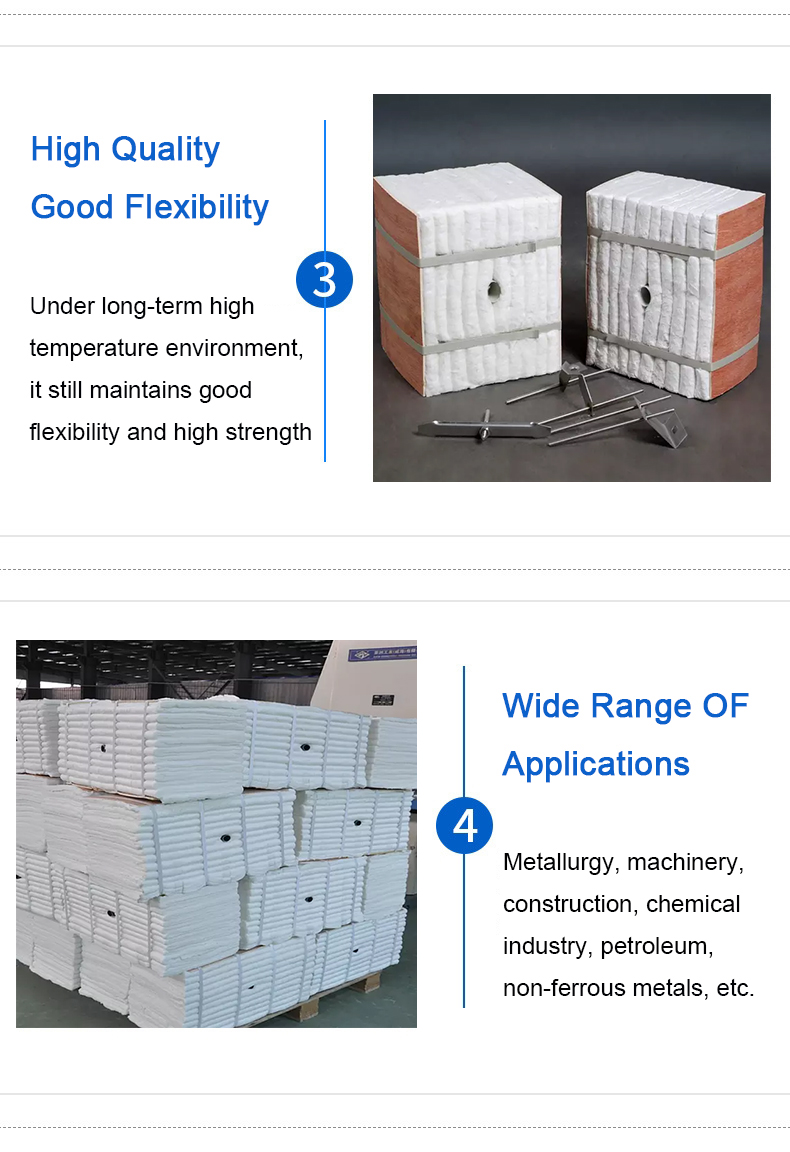 1260C 1430C Refractory Ceramic Fiber Folding Block Alumina Silicate Ceramic Module For High Temperature Furnace