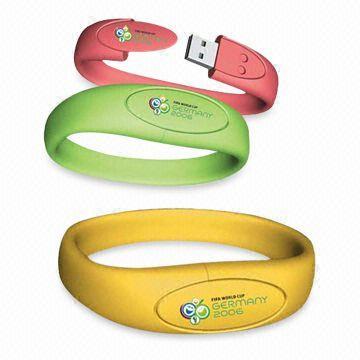 Memoria USB respetuosa del medio ambiente roja AT-051B de la pulsera del amarillo 4G 16G del silicón
