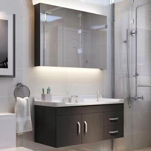 Vanity Combo Black Tall Narrow 36 Inch Bathroom Vanity with Solid Wood and Countertop