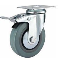light duty 4 grey rubber caster total brake, 2.5 inch, 3 inch grey rubber castor, 4 PVC caster, rubber fixed caster