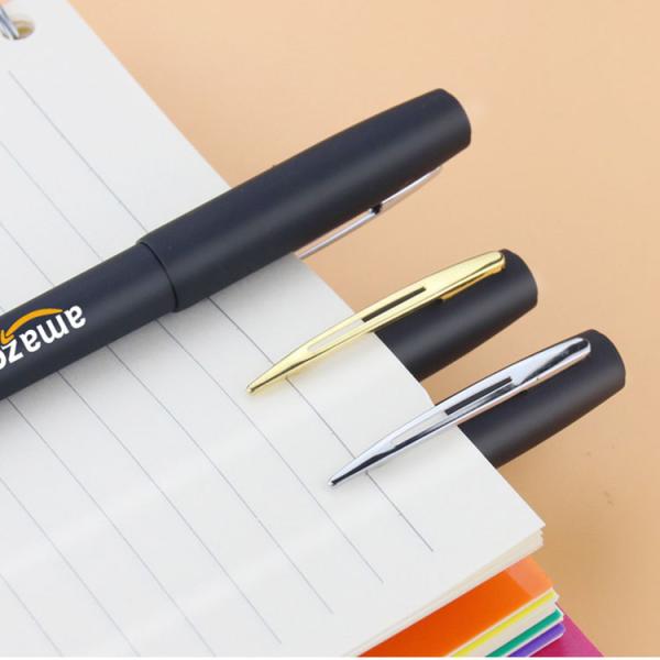 Custom Logo Imprint Black Rubber Coated Plastic Gel Ink Pens for Stationery Promotion