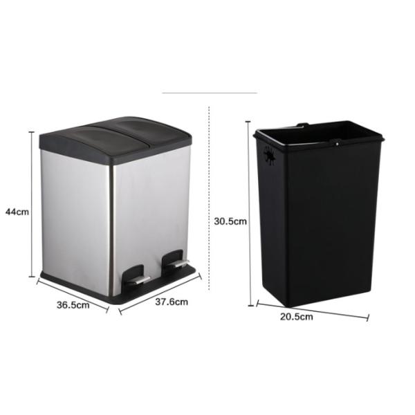 Commercial Dual Compartment Pedal Bin  Trash Bin With Foot Pedal For Kitchen