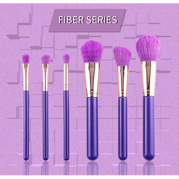 Wholesale Fashion Cosmetic Brush Cruelty Free Dark purple Wood Handle Brush With Bag