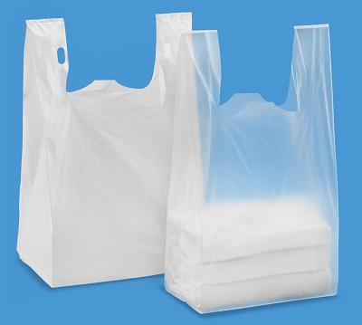 Sacos de compras 13 mic da camisa de T. 1000/case, cor de WHITR com impressão, material do HDPE