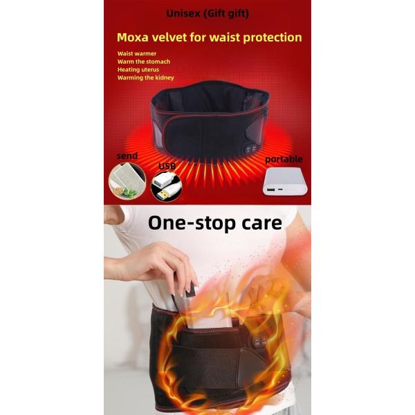 Infrared Physiotherapy Adjustable Hot Compress Lumbar Massage Lower Back Brace Belt for Pain Relief and Support in Blac