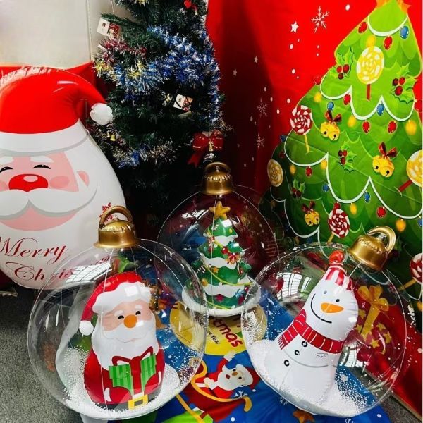 24-inch inflatable Christmas ball, Christmas inflatable LED light ball, Santa Claus, snowman festival elements