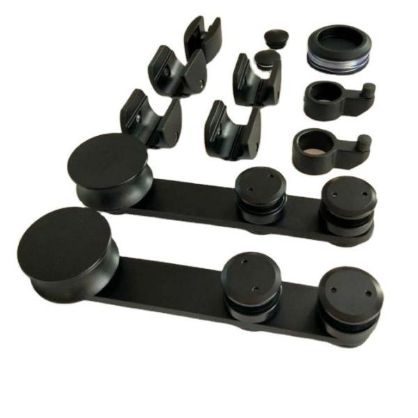 Modern Design Round Tray Sliding Barn Door Hardware Kit for Double Hanging Rail System