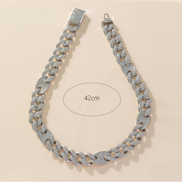 Hot Sale Gold Plated Rhinestone Mens Womens Pig Nose Cuban Link Necklace Hip Hop Necklace Iced Out Curb Cuban Chain Necklace Gift