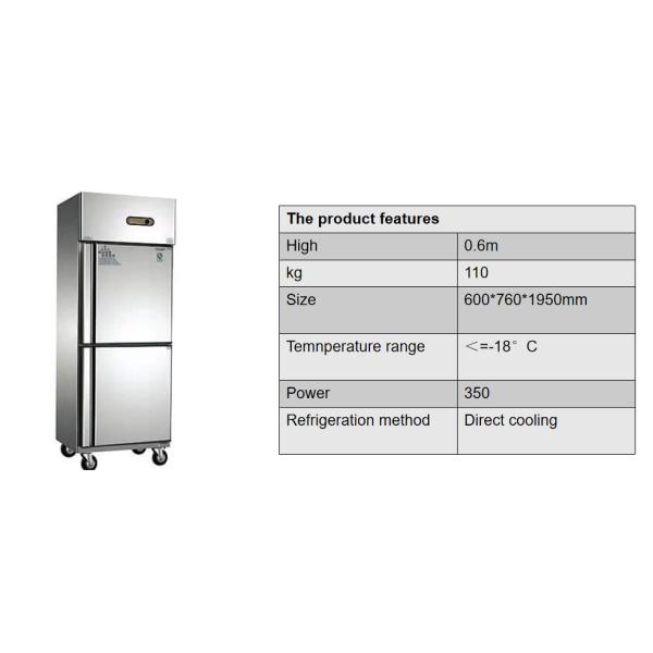Stainless Steel Sliding Double Door Freezer
