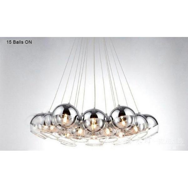 Modern Chrome Glass Balls LED Pendant Chandelier Light For Living Dining Study Room
