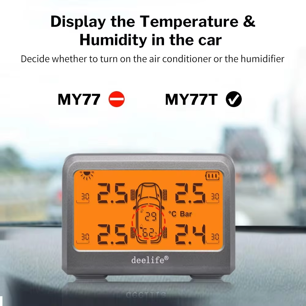 MY77T Solar Car TPMS Monitoring Tire Pressure 433MHz External Sensor