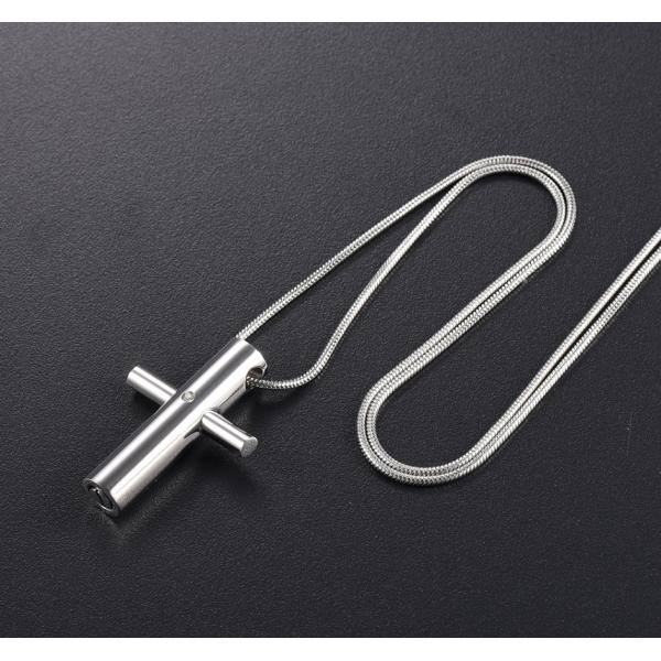 High Polished Cross Crystal Stainless Steel Cremation Pendant with Memorial Necklace