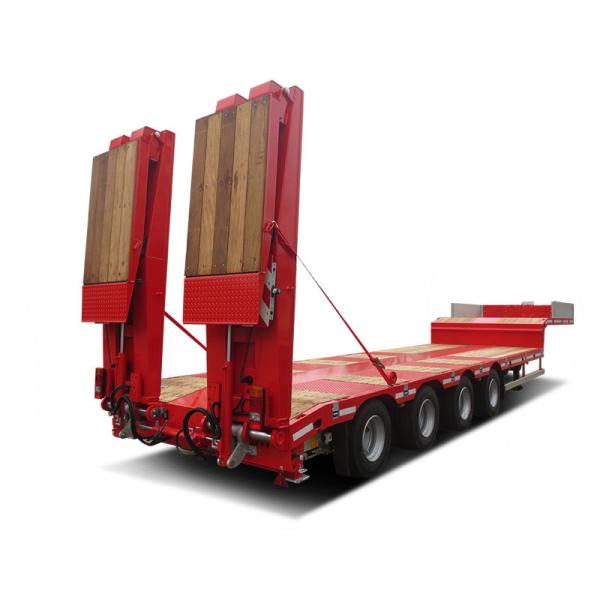 Heavy Duty Gooseneck Flatbed Trailer , 4 Axle Lowboy Semi Trailer 80 - 85 Ton