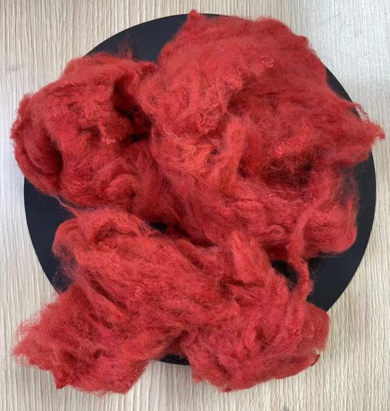 Recycled Polyester Staple Fiber 4.5D 65mm Red  SGS OEKO ITS GRS Certificated