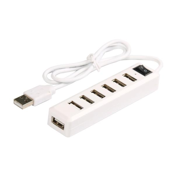 Black White Computer 7 Port ABS Plastic USB 2.0 Hub