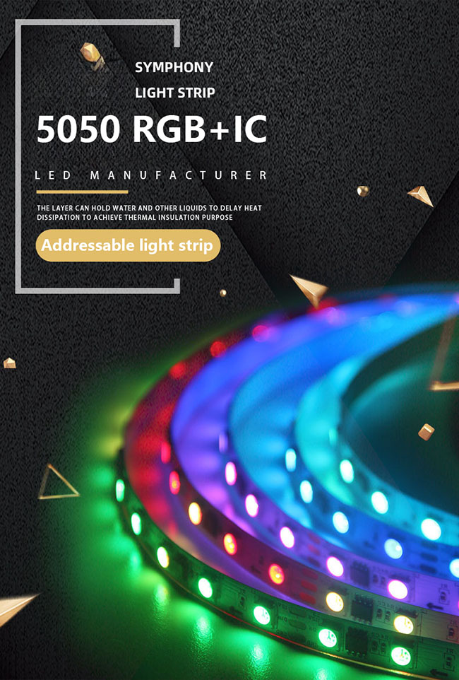 Адресованный RGB гибкий самоклеящийся световой лента 2811 Фантастический веревочный свет Ip65 Водостойкий линейный свет 10 мм