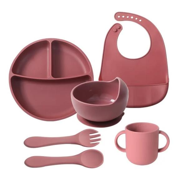 Silicone Food Grade Infant Dinnerware Sets Baby Feeding Set Suction Kids Infant Plates And Bowls