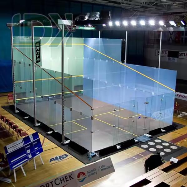 Squash Indoor Court With Lamps Glass Back Wall Squash Court Fittings In Blue Or Customized Design
