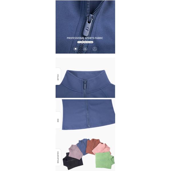 Шеи куртки 210gsm застежка-молнии йоги рукава спортзала Lulu женщин пригонка длинной высокой тонкая