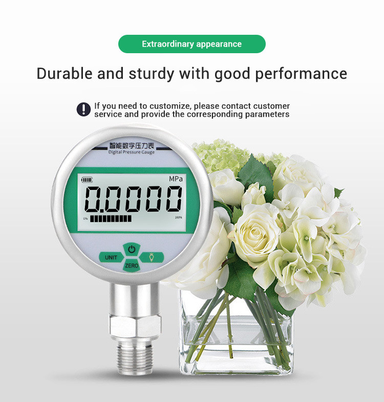 Digital NPT1/4 Electric Manometer Stainless Steel Housing Intelligent Pressure Gauge