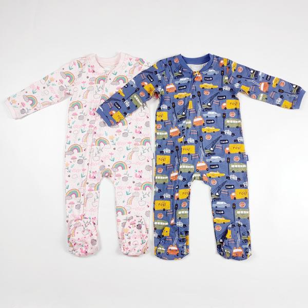Newborn Bodysuit Rompers with Zipper Close and Printing Pattern in Customized Color