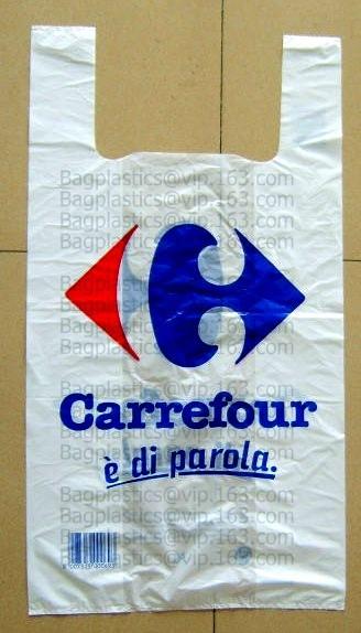 Large Plastic Grocery T-Shirt Bags - Plain White,Thank You Grocery Shopping Bags Biodegradable Reusable Recyclable Pack